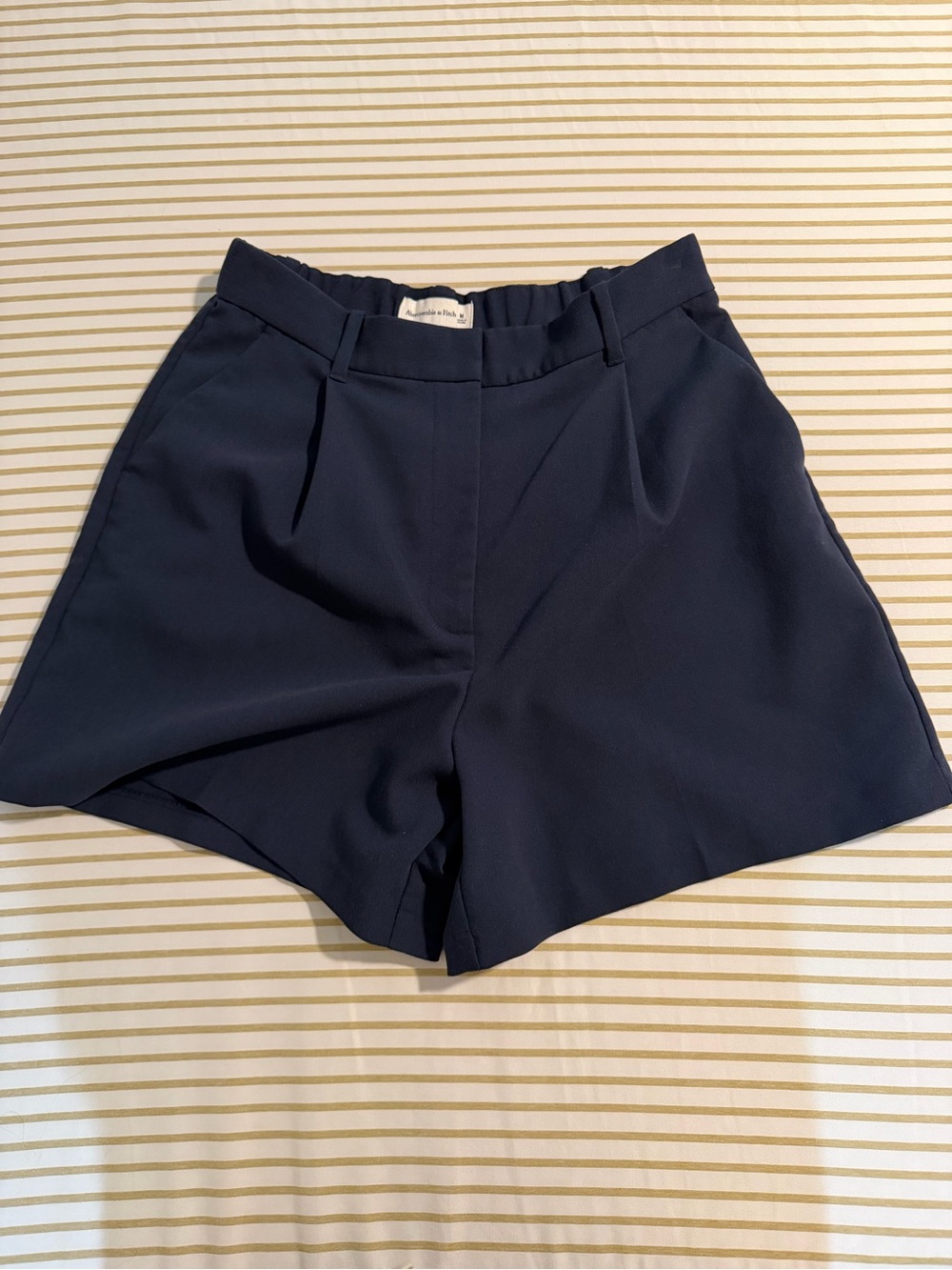 Abercrombie & Fitch Navy High-Rise Tailored Shorts